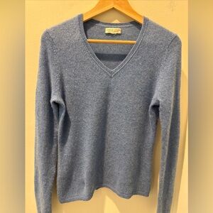 Adrienne Vittadini V-neck Light Blue Cashmere Knit size small